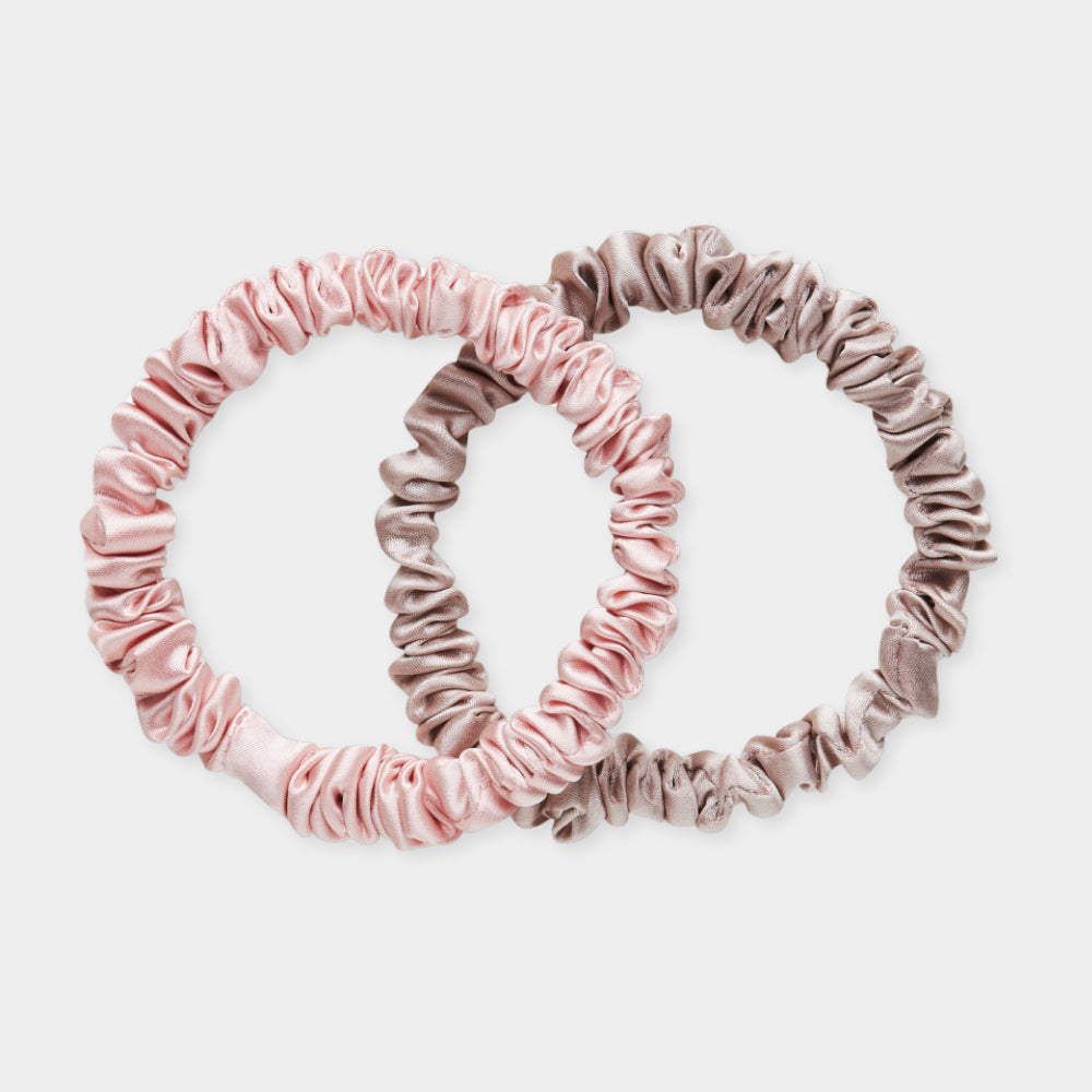 Set of 2 silk scrunchies - Pink, 2 pieces